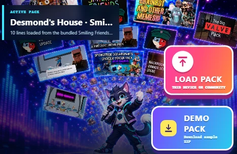 DubRound interface for loading a local or community Pack